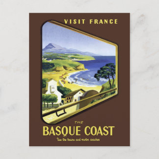 Postal Afiche de viajes de la costa vasca