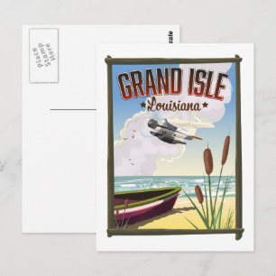 Postal Afiche de viajes de la Isla Grande, Luisiana