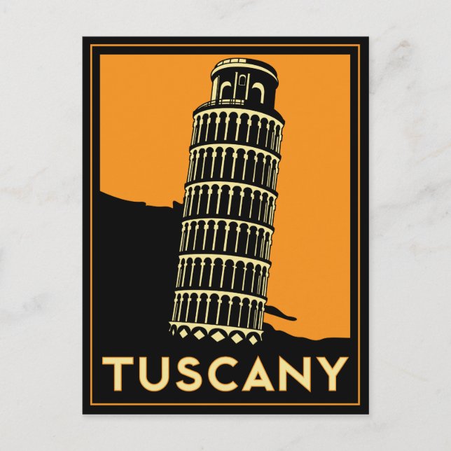 Postal Afiche de viajes de la Toscana Italia retro art de (Anverso)