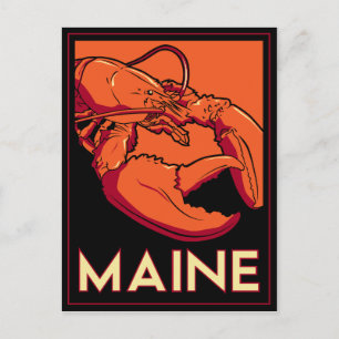 Postal Afiche de viajes de Maine Art Deco