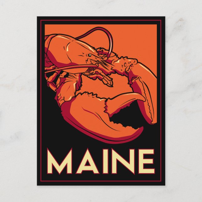 Postal Afiche de viajes de Maine art deco retro (Anverso)