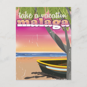 Postal Afiche de viajes de Málaga España.