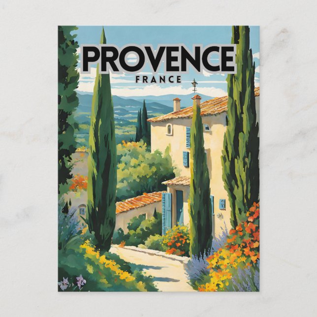 Postal Afiche de viajes de Provenza Francia (Anverso)