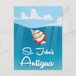 Postal Afiche de viajes de St. John, Antigua y Barbuda