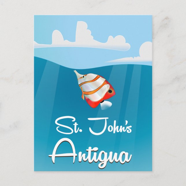 Postal Afiche de viajes de St. John, Antigua y Barbuda (Anverso)