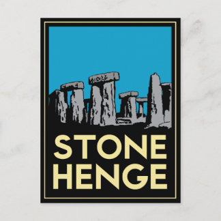 Postal Afiche de viajes de Stonehenge art deco