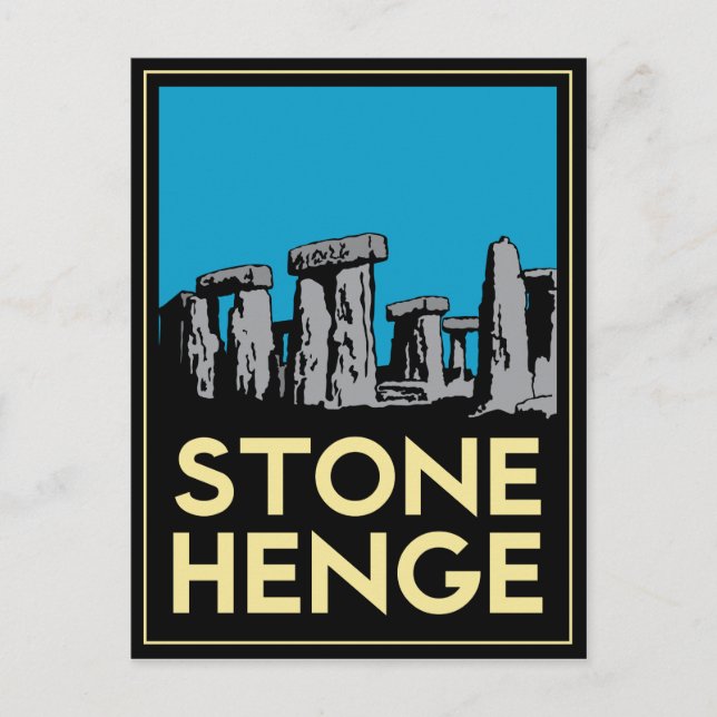 Postal Afiche de viajes de Stonehenge art deco (Anverso)