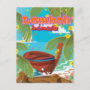 Postal Afiche de viajes de vacaciones de la isla de Lombo