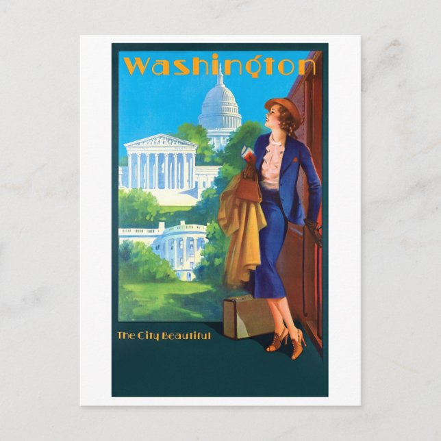 Postal Afiche de Viajes de Washington (Anverso)
