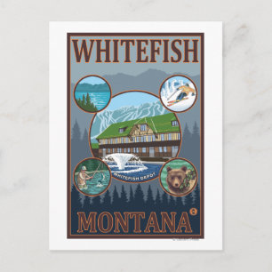 Postal Afiche de viajes de Whitefish, MontanaScenic