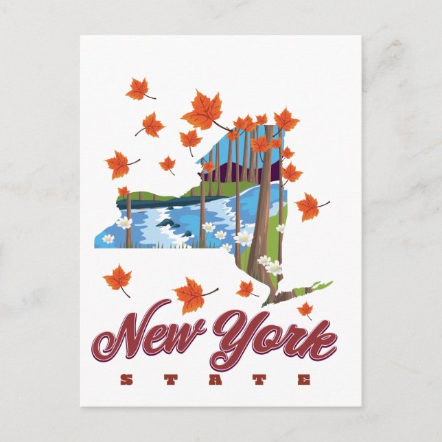 Postal Afiche de viajes del Estado de Nueva York (Anverso)