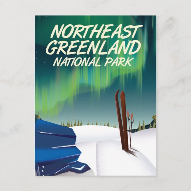 Postal Afiche de viajes del noreste de Groenlandia (Anverso)