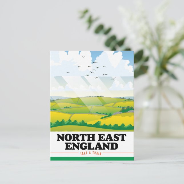 Postal Afiche de viajes del noreste de Inglaterra. (Anverso de pie)