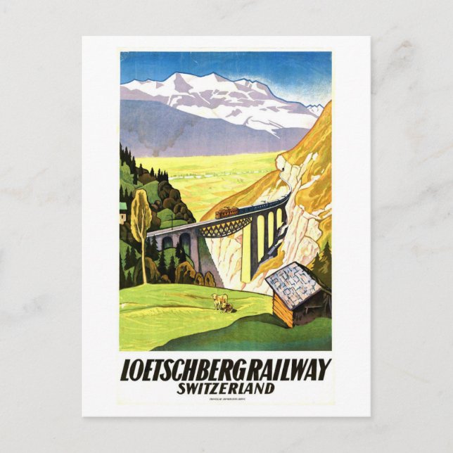 Postal Afiche de Viajes del Vintage Loetschberg Railway (Anverso)