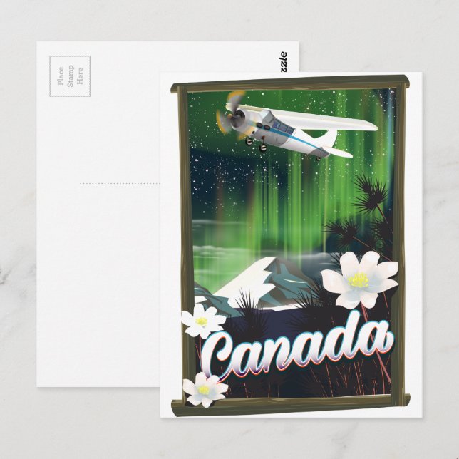 Postal Afiche de viajes en montaña de Canadá (Anverso / Reverso)