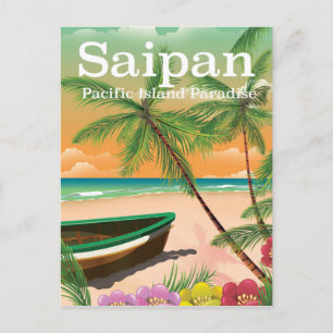 Postal Afiche de viajes estilo vintage de Saipan