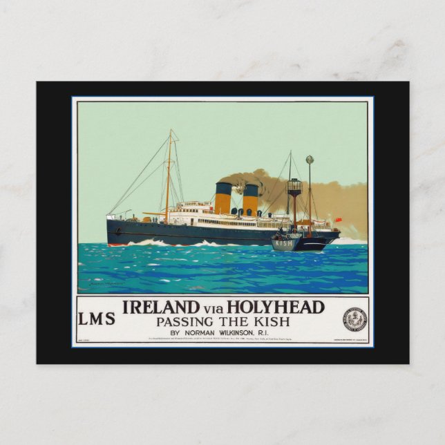 Postal Afiche de viajes para Irlanda vía Holyheand (Anverso)