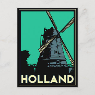 Postal afiche de viajes retro de holland art deco vintage
