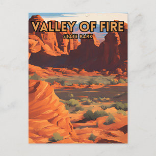 Postal Afiche de viajes retro del Valle del Fuego