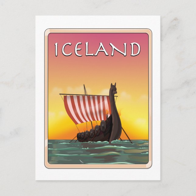 Postal Afiche de Viking Travel de Islandia (Anverso)