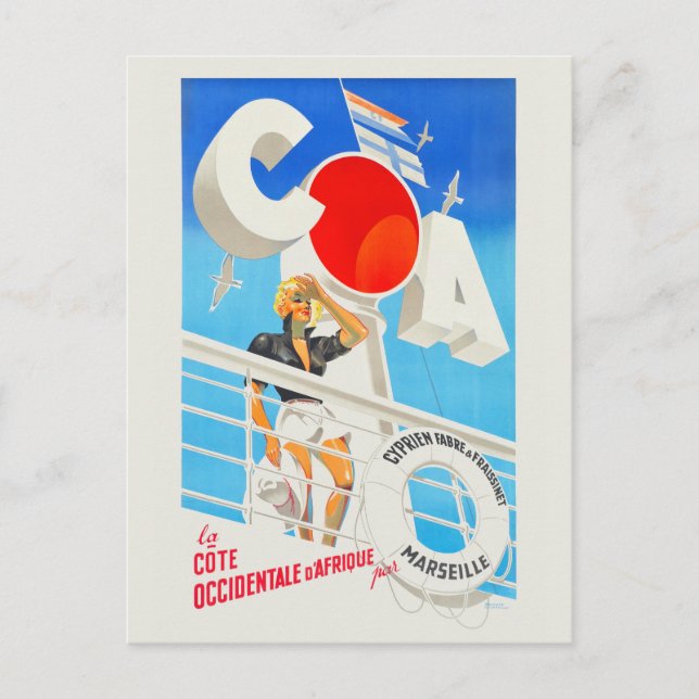Postal Afiche de Vintage de COA Marseille France (Anverso)