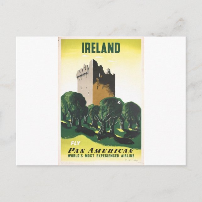 Postal Afiche del Castillo de Irlanda, de Kauffe 1953 (Anverso)