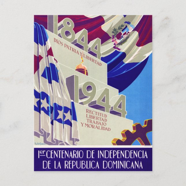 Postal Afiche del centenario de la cosecha en República D (Anverso)