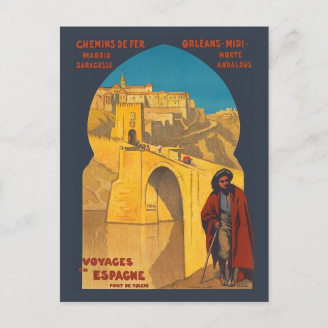 Postal Afiche del Voyages en Espagne Pont de Tolede Vinta (Anverso)