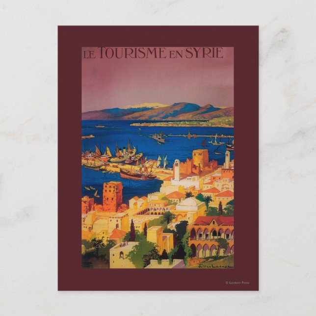 Postal Afiche francés de viajes, recorriendo Siria (Anverso)