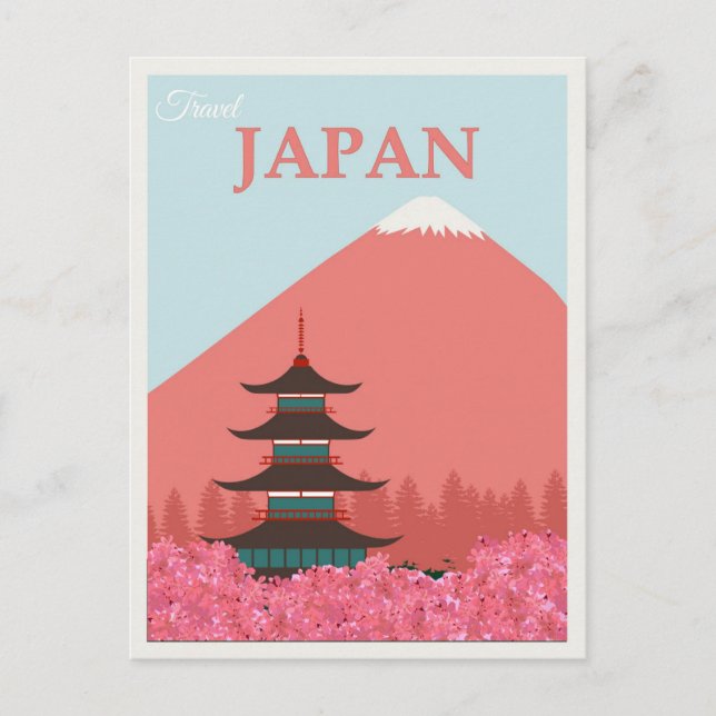 Postal Afiche japonés de viaje del Monte Fuji (Anverso)