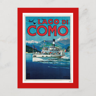 Postal Afiche "Lago di Como" italiano de viajes vintage