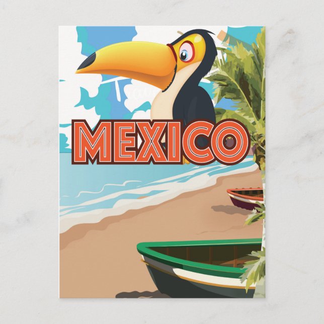 Postal Afiche Mexicano de Viajes en Playa Turca. (Anverso)