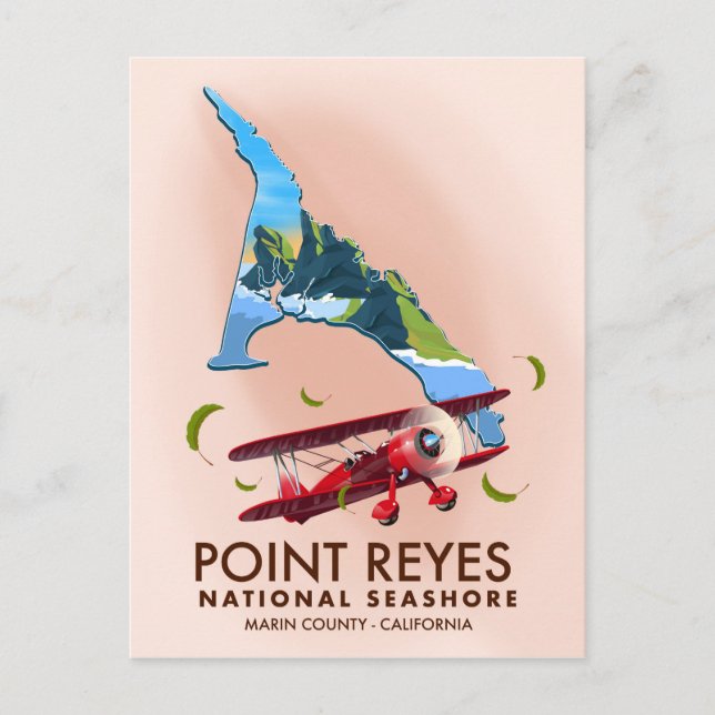 Postal afiche nacional de viajes a la costa de point reye (Anverso)