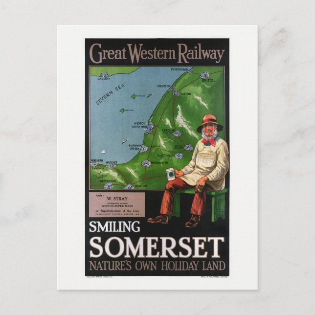 Postal Afiche original de Somerset en Reino Unido de 1940 (Anverso)
