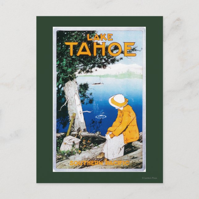 Postal Afiche promocional del Lago Tahoe, CA (Anverso)