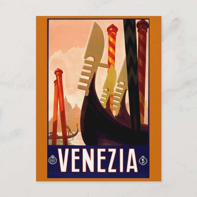 Postal Afiche "Venecia" de viaje italiano (Anverso)