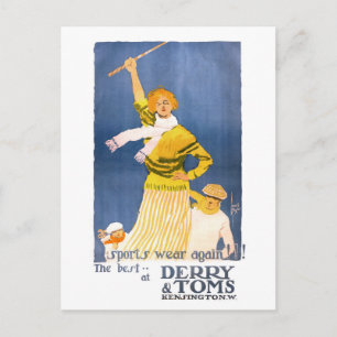 Postal Afiche Vintage de Derry & Toms Restaurado Muy Raro