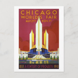 Postal Afiche Vintage de la feria mundial de Chicago rest