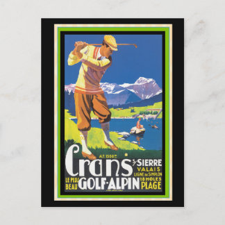 Postal Afiche Vintage Golf Crans-sur-Sierre Vintage