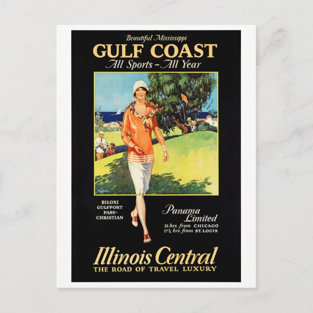 Postal Afiche Vintage restaurado de Illinois Mississippi (Anverso)