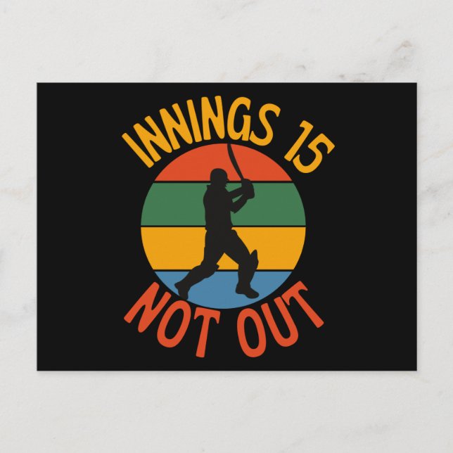 Postal Aficionado del Críquet 15 Cumpleaños No Out (Anverso)