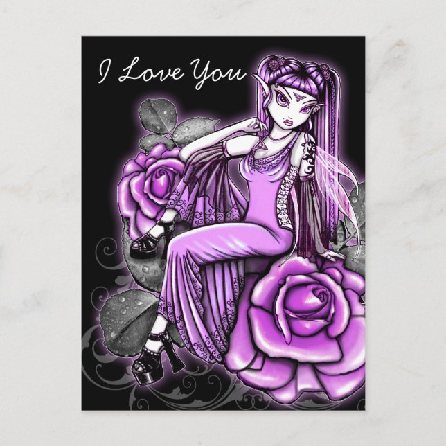 Postal "Afinidad" Rosa Rosa Rosa Fairy Art Avery Postcard (Anverso)