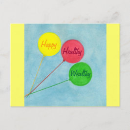Postal Afirmación de globo feliz saludable y rico