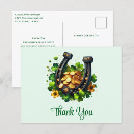 Postal Afortunadas monedas de oro de herradura y el amant