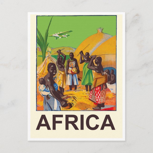 Postal África, aldea africana tradicional (Anverso)