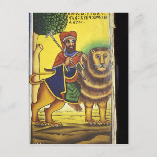 Postal África, Etiopía. Obra de arte que representa al Le