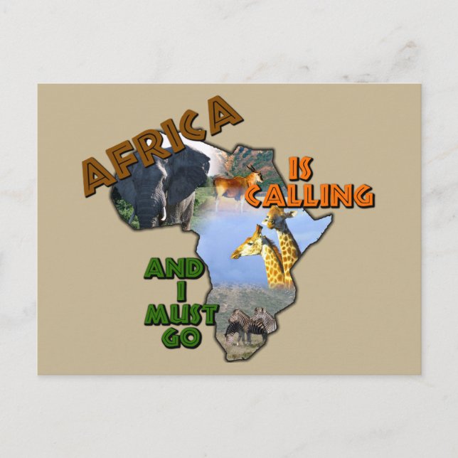 Postal África llama a la vida salvaje collage (Anverso)