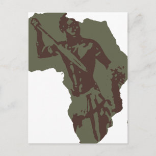 Postal Africa Map African Warriors Artwork