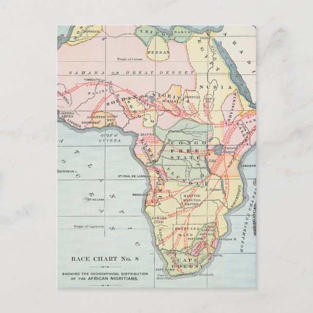 POSTAL ÁFRICA: MAPA, 1894 (Anverso)
