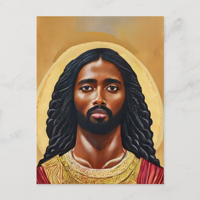 Postal África negra Jesucristo hombre arte religioso (Anverso)